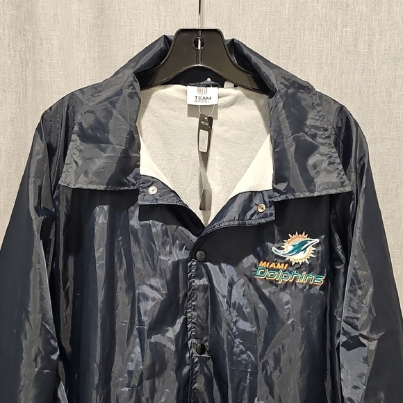 NFL Team Apparel Miami Dolphin Navy Blue Windbreaker Lightweight Athletic Jacket - Picture 2 of 16